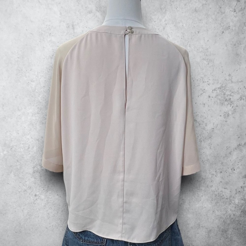 Allsaints Uma Top Womens Medium Beige Peach Boxy Chiffon Blouse - Picture 4 of 9